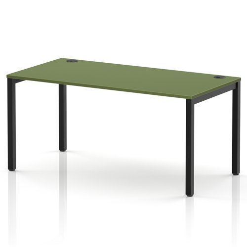 Impulse Bench Single Row 1600 Black Frame Office Bench Desk Moss Green