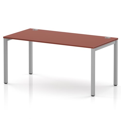 Impulse Bench Single Row 1600 Silver Frame Office Bench Desk Brick Red