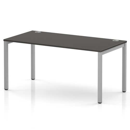 Impulse Bench Single Row 1600 Silver Frame Office Bench Desk Carbon Grey