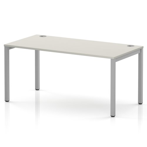 Impulse Bench Single Row 1600 Silver Frame Office Bench Desk Dove Grey