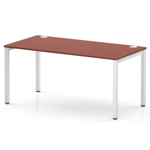 Impulse Bench Single Row 1600 White Frame Office Bench Desk Brick Red