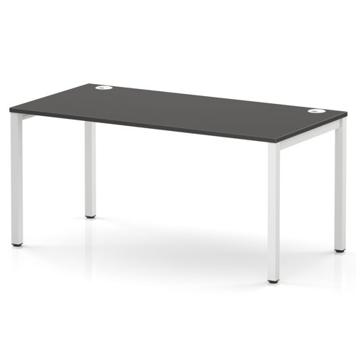Impulse Bench Single Row 1600 White Frame Office Bench Desk Carbon Grey