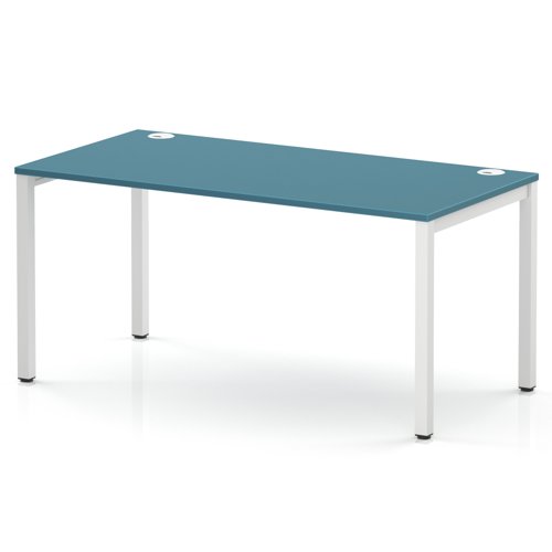 Impulse Bench Single Row 1600 White Frame Office Bench Desk Dark Teal