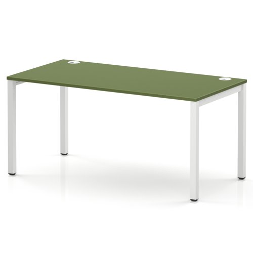 Impulse Bench Single Row 1600 White Frame Office Bench Desk Moss Green