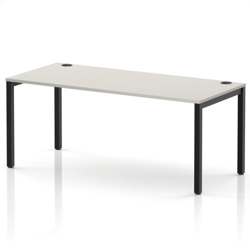 Impulse Bench Single Row 1800 Black Frame Office Bench Desk Dove Grey