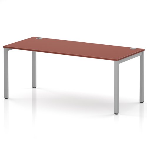 Impulse Bench Single Row 1800 Silver Frame Office Bench Desk Brick Red