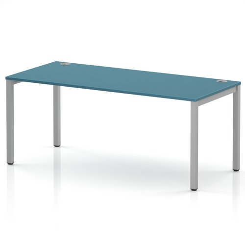 Impulse Bench Single Row 1800 Silver Frame Office Bench Desk Dark Teal