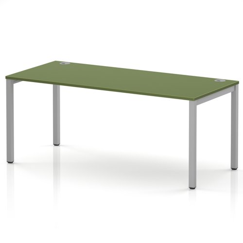 Impulse Bench Single Row 1800 Silver Frame Office Bench Desk Moss Green