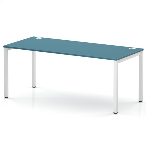 Impulse Bench Single Row 1800 White Frame Office Bench Desk Dark Teal