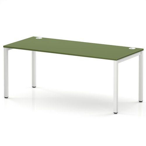 Impulse Bench Single Row 1800 White Frame Office Bench Desk Moss Green