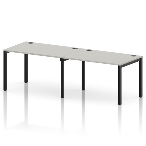 Impulse Bench Single Row 2 Person 1200 Black Frame Office Bench Desk Dove Grey