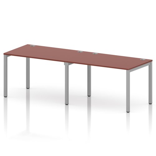 Impulse Bench Single Row 2 Person 1200 Silver Frame Office Bench Desk Brick Red