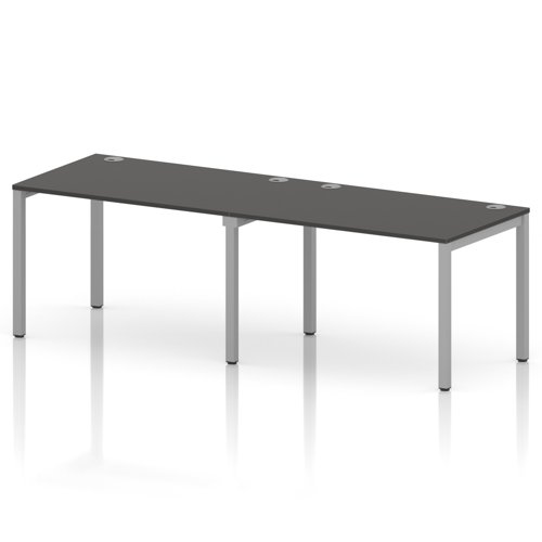 Impulse Bench Single Row 2 Person 1200 Silver Frame Office Bench Desk Carbon Grey