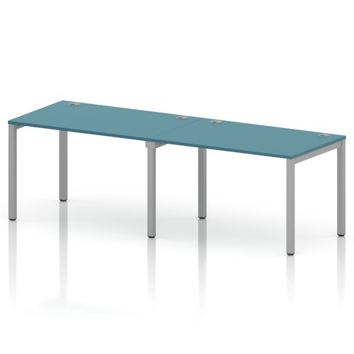 Impulse Bench Single Row 2 Person 1200 Silver Frame Office Bench Desk Dark Teal