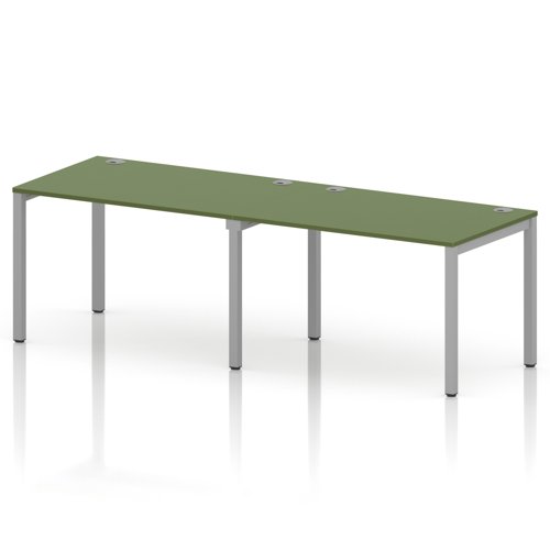 Impulse Bench Single Row 2 Person 1200 Silver Frame Office Bench Desk Moss Green
