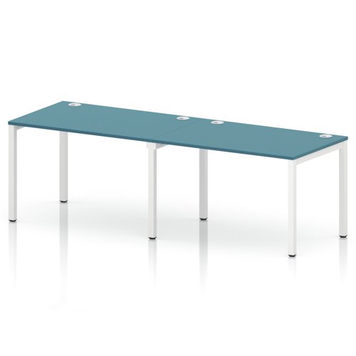 Impulse Bench Single Row 2 Person 1200 White Frame Office Bench Desk Dark Teal
