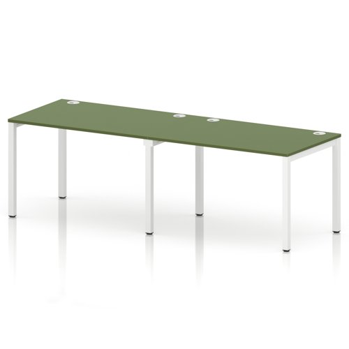 Impulse Bench Single Row 2 Person 1200 White Frame Office Bench Desk Moss Green