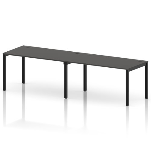 Impulse Bench Single Row 2 Person 1400 Black Frame Office Bench Desk Carbon Grey