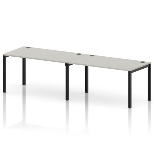 Impulse Bench Single Row 2 Person 1400 Black Frame Office Bench Desk Dove Grey