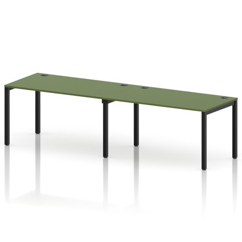 Impulse Bench Single Row 2 Person 1400 Black Frame Office Bench Desk Moss Green