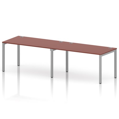 Impulse Bench Single Row 2 Person 1400 Silver Frame Office Bench Desk Brick Red