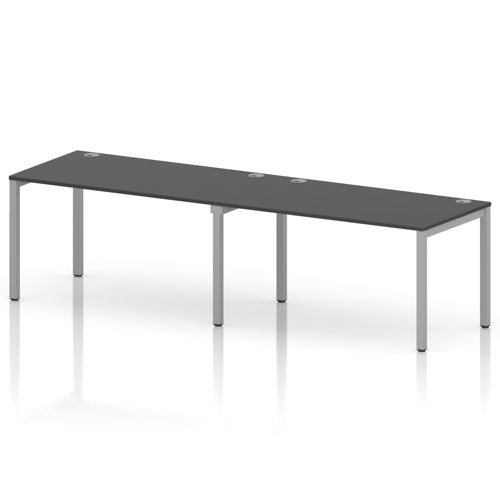 Impulse Bench Single Row 2 Person 1400 Silver Frame Office Bench Desk Carbon Grey