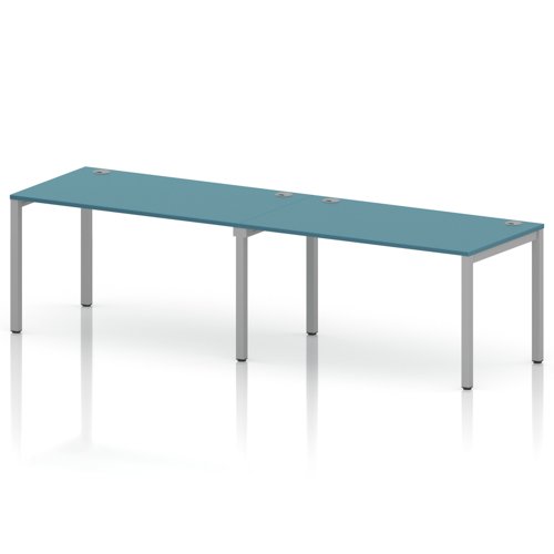 Impulse Bench Single Row 2 Person 1400 Silver Frame Office Bench Desk Dark Teal