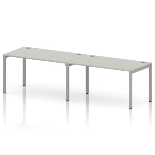 Impulse Bench Single Row 2 Person 1400 Silver Frame Office Bench Desk Dove Grey