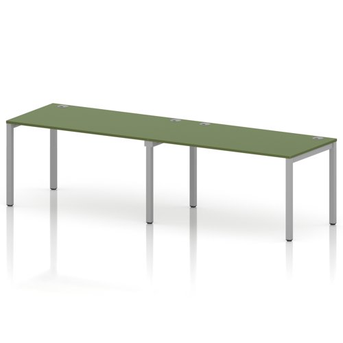 Impulse Bench Single Row 2 Person 1400 Silver Frame Office Bench Desk Moss Green