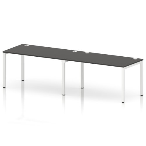Impulse Bench Single Row 2 Person 1400 White Frame Office Bench Desk Carbon Grey