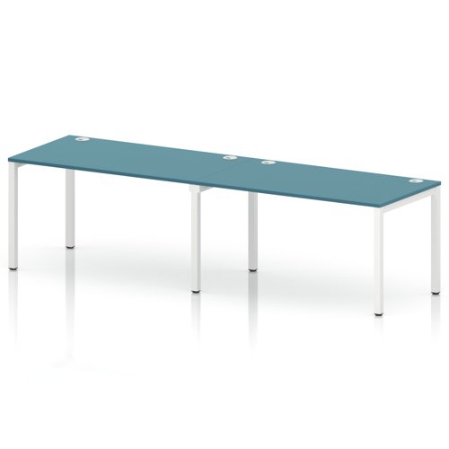 Impulse Bench Single Row 2 Person 1400 White Frame Office Bench Desk Dark Teal