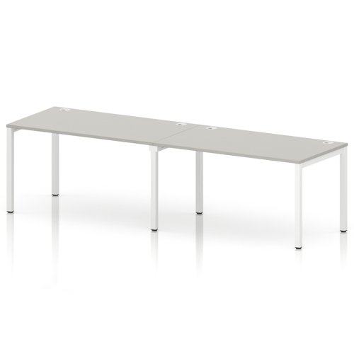 Impulse Bench Single Row 2 Person 1400 White Frame Office Bench Desk Dove Grey