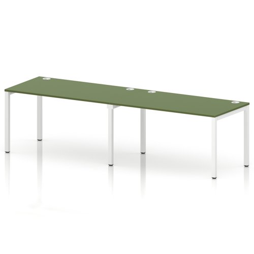 Impulse Bench Single Row 2 Person 1400 White Frame Office Bench Desk Moss Green