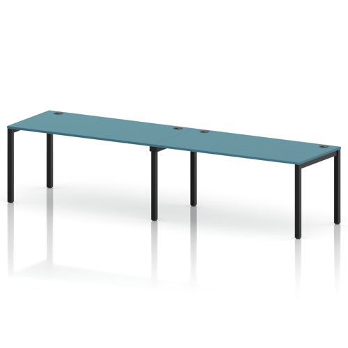 Impulse Bench Single Row 2 Person 1600 Black Frame Office Bench Desk Dark Teal
