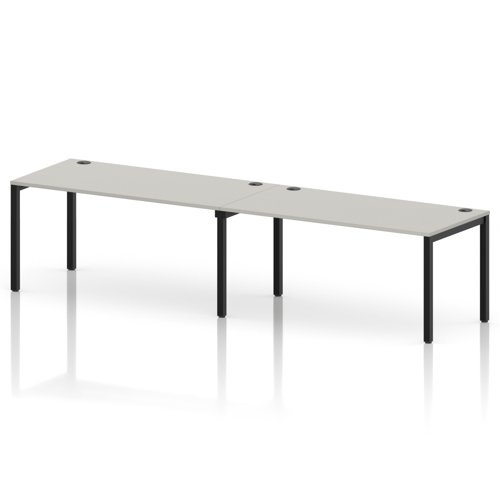 Impulse Bench Single Row 2 Person 1600 Black Frame Office Bench Desk Dove Grey