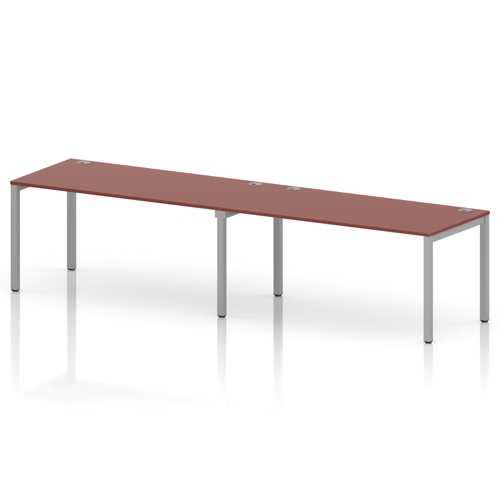 Impulse Bench Single Row 2 Person 1600 Silver Frame Office Bench Desk Brick Red