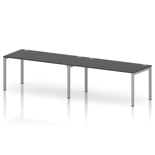 Impulse Bench Single Row 2 Person 1600 Silver Frame Office Bench Desk Carbon Grey