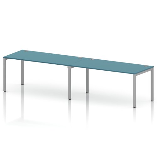 Impulse Bench Single Row 2 Person 1600 Silver Frame Office Bench Desk Dark Teal