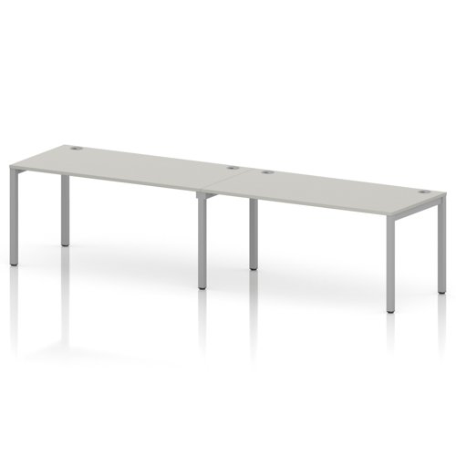 Impulse Bench Single Row 2 Person 1600 Silver Frame Office Bench Desk Dove Grey