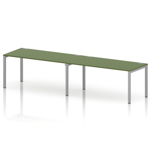 Impulse Bench Single Row 2 Person 1600 Silver Frame Office Bench Desk Moss Green