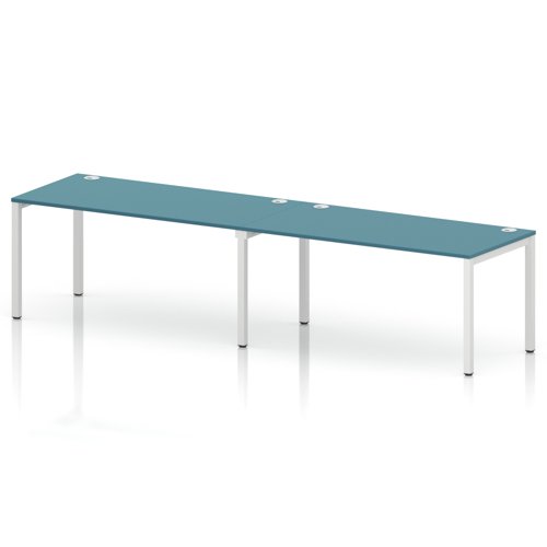 Impulse Bench Single Row 2 Person 1600 White Frame Office Bench Desk Dark Teal