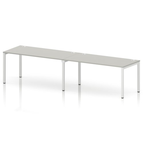 Impulse Bench Single Row 2 Person 1600 White Frame Office Bench Desk Dove Grey