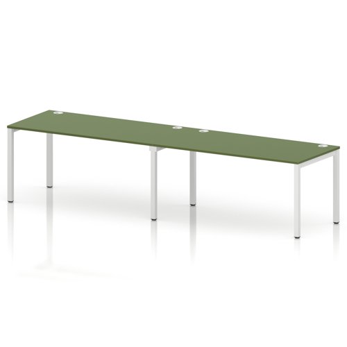 Impulse Bench Single Row 2 Person 1600 White Frame Office Bench Desk Moss Green