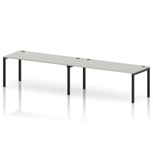 Impulse Bench Single Row 2 Person 1800 Black Frame Office Bench Desk Dove Grey