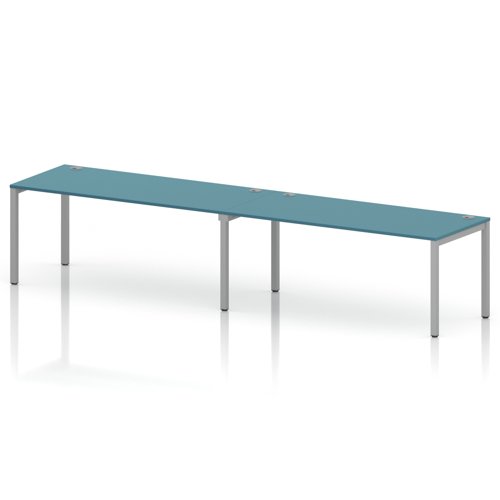 Impulse Bench Single Row 2 Person 1800 Silver Frame Office Bench Desk Dark Teal