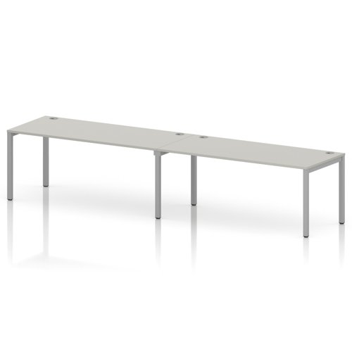 Impulse Bench Single Row 2 Person 1800 Silver Frame Office Bench Desk Dove Grey