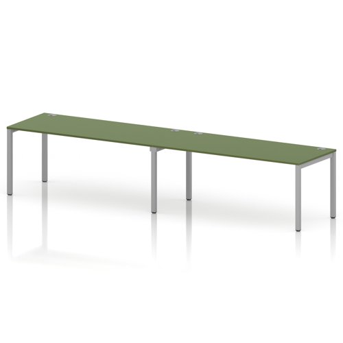 Impulse Bench Single Row 2 Person 1800 Silver Frame Office Bench Desk Moss Green