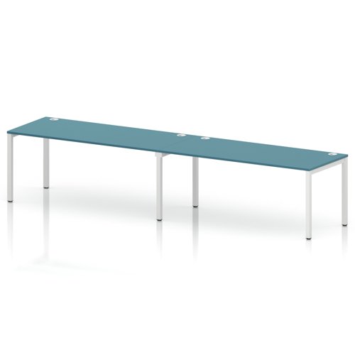 Impulse Bench Single Row 2 Person 1800 White Frame Office Bench Desk Dark Teal