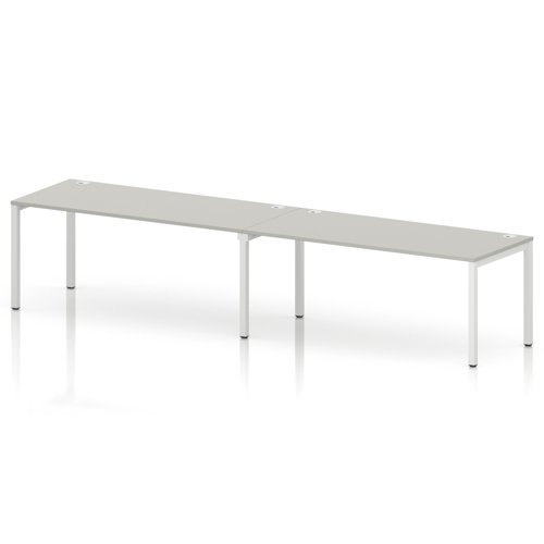 Impulse Bench Single Row 2 Person 1800 White Frame Office Bench Desk Dove Grey
