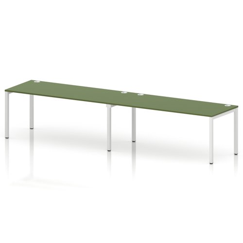Impulse Bench Single Row 2 Person 1800 White Frame Office Bench Desk Moss Green